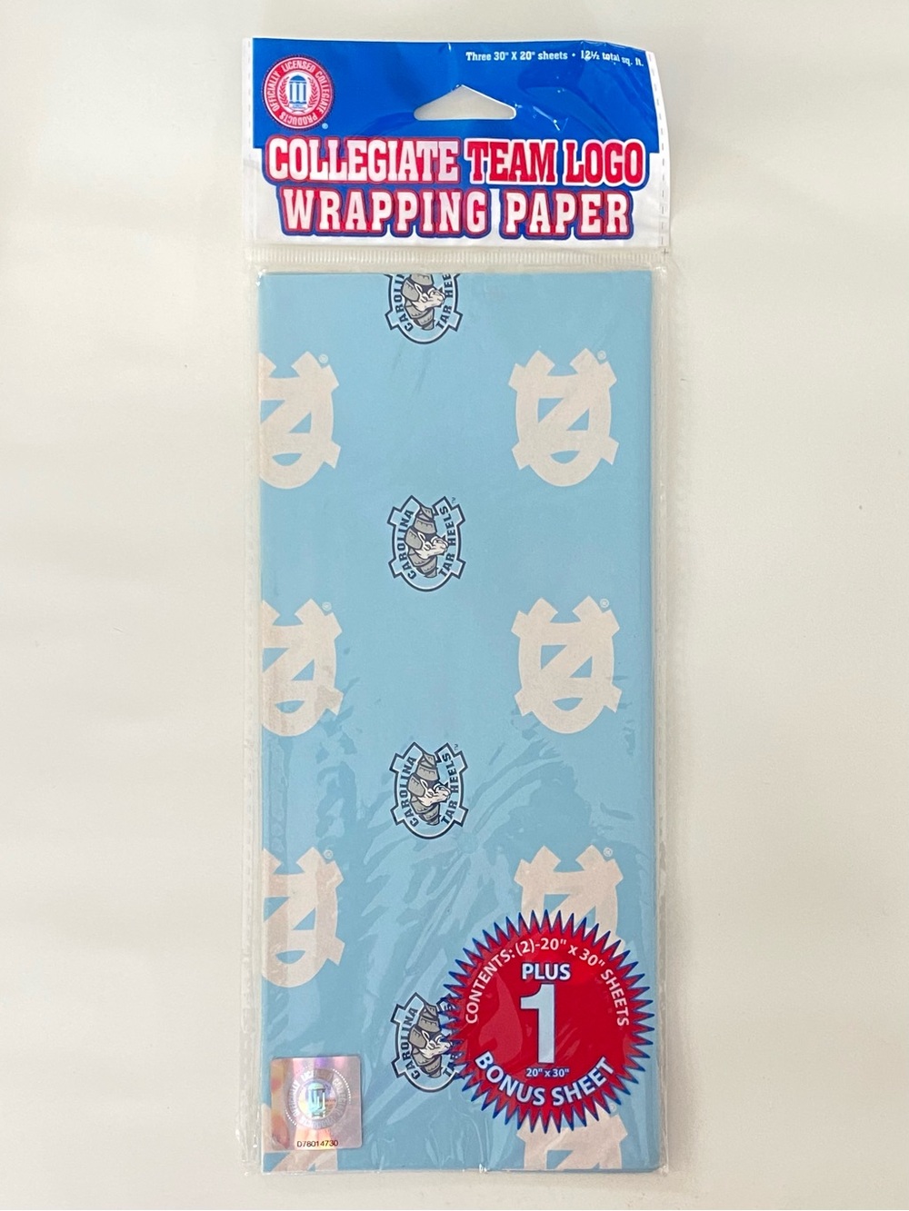 University of North Carolina UNC Tar Heels Collegiate Wrapping Paper 30"x20"